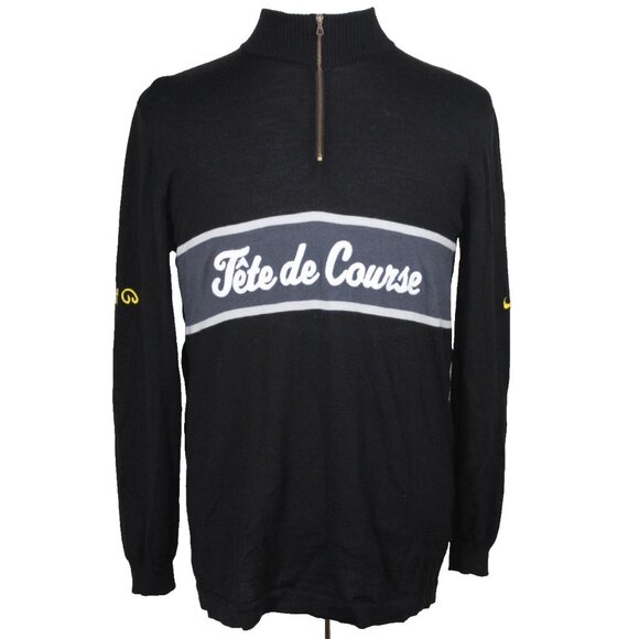 Nike Tete de Course Throwback Cycling Sweater Merino Wool Italy Made Mens Large - Picture 1 of 9